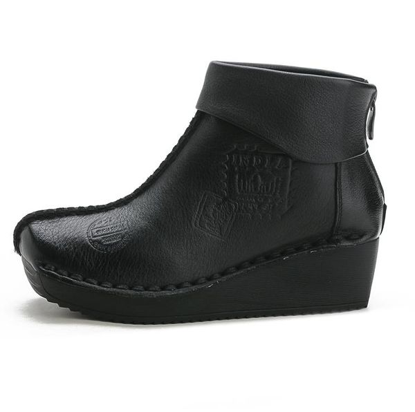 new autumn/winter 2019 leather wedge heel female retro ethnic style polish female ankle boots, Red;white 
new autumn/winter 2019 leather wedge heel female retro ethnic style polish female ankle boots, Red;white