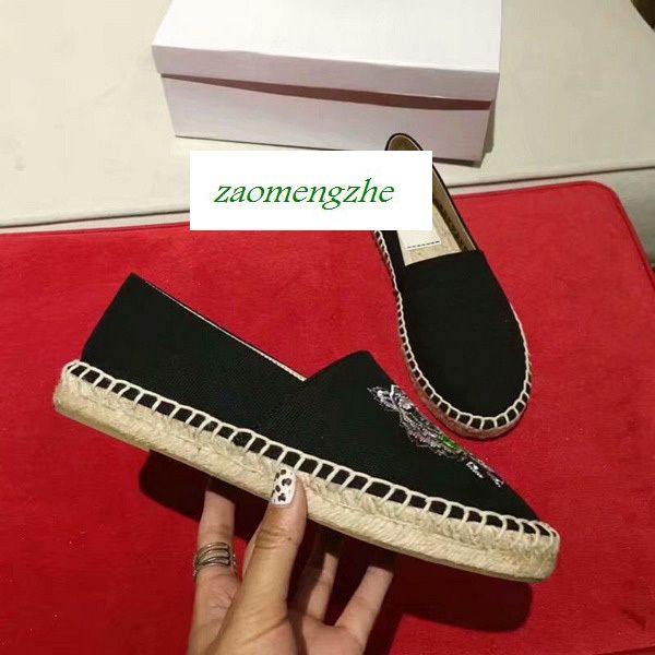 couple shoes with tiger head single shoes fisherman's shoes with box, Black