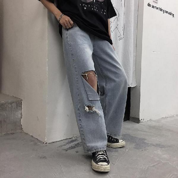 women's jeans jean super fire weep autumn versatile slimming loose pants straight-cut high-waisted with holes mopping, Blue
women's jeans jean super fire weep autumn versatile slimming loose pants straight-cut high-waisted with holes mopping, Blue