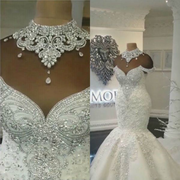 luxury 2019 high neck arabic mermaid wedding dresses beading crystals court train plus size wedding dress bridal gowns custom, White
luxury 2019 high neck arabic mermaid wedding dresses beading crystals court train plus size wedding dress bridal gowns custom, White