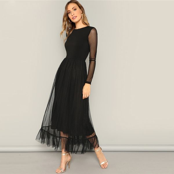 designer dresses woman clothing black fit and flare mesh overlay ruffle dress women 2019 summer round neck long sleeve high waist dresses, Black;gray
designer dresses woman clothing black fit and flare mesh overlay ruffle dress women 2019 summer round neck long sleeve high waist dresses, Black;gray
