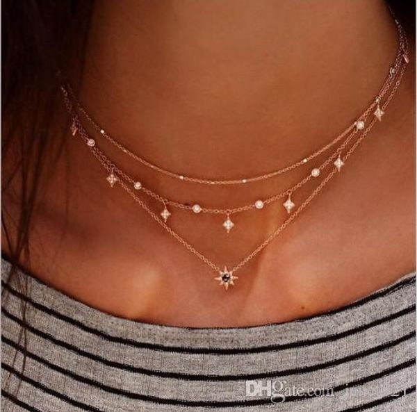 delicate layered crystal star necklace gold chain chokers wrap designer necklace fashion jewelry for women/girls gift, Golden;silver
delicate layered crystal star necklace gold chain chokers wrap designer necklace fashion jewelry for women/girls gift, Golden;silver