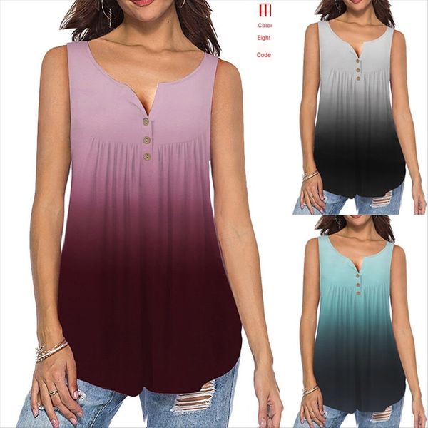 2020 pleated button loose sleeveless gradient women's female 2020 pleated button loose sleeveless gradient women's t-shirt vest ve, White 
2020 pleated button loose sleeveless gradient women's female 2020 pleated button loose sleeveless gradient women's t-shirt vest ve, White
