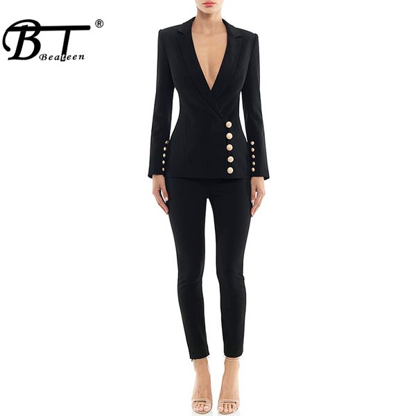 beateen women's black deep v gold buttons blazer jacket pantsuits long sleeve formal for special occasion pant suits sets women, White;black
beateen women's black deep v gold buttons blazer jacket pantsuits long sleeve formal for special occasion pant suits sets women, White;black