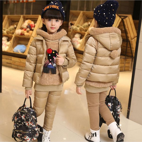 russia girls winter warm clothing set hooded vest jacket+warm cotton pants 3pcs girls clothes set cotton coat with warm hood, White 
russia girls winter warm clothing set hooded vest jacket+warm cotton pants 3pcs girls clothes set cotton coat with warm hood, White