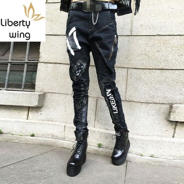 calca feminina women long harem pants female trousers hole ripped punk new fashion zipper bleached vintage retro motorcycle, Blue
calca feminina women long harem pants female trousers hole ripped punk new fashion zipper bleached vintage retro motorcycle, Blue