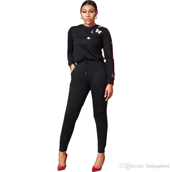 autumn womens butterfly embroidery tracksuits casual female 2pcs set fashion female solid clothing, Gray
autumn womens butterfly embroidery tracksuits casual female 2pcs set fashion female solid clothing, Gray