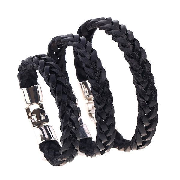 

2019 new cowhide weave man leather cortex charms bracelet men male style stable jewelry gothic bracelets for women, Golden;silver