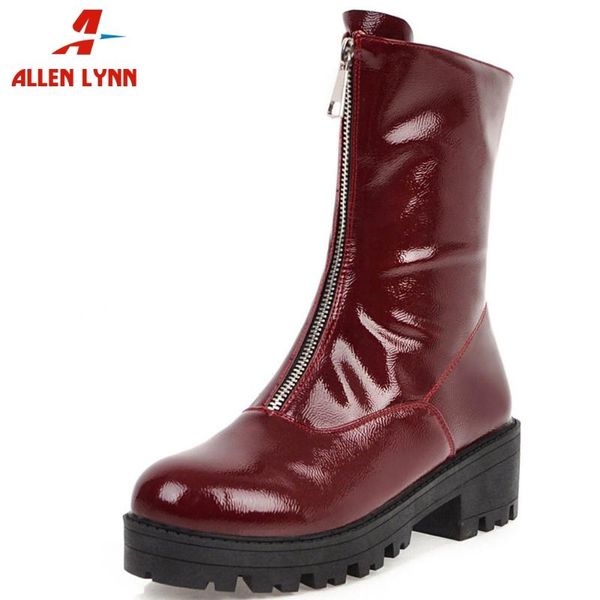 allen new ladies med chunky heels platform shoes woman brand design zipper boots women fashion patent pu boots, Black
allen new ladies med chunky heels platform shoes woman brand design zipper boots women fashion patent pu boots, Black