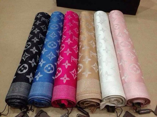 2020 fashion designers womans with silver thread scarf scarves classic ladies wrap scarves 180*70cm for women without box, Blue;gray 
2020 fashion designers womans with silver thread scarf scarves classic ladies wrap scarves 180*70cm for women without box, Blue;gray
