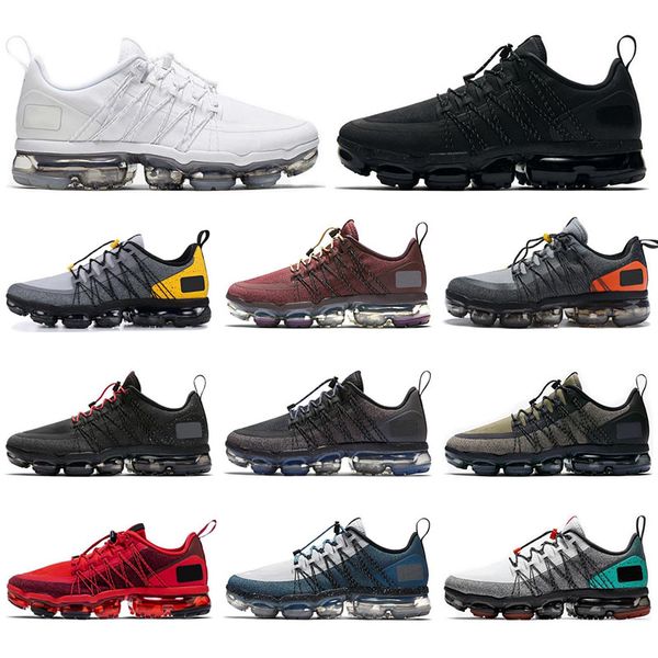 with socks #13;air vapormax utility men running shoes triple white black reflective wolf grey mens trainers sports sneaker, White;red