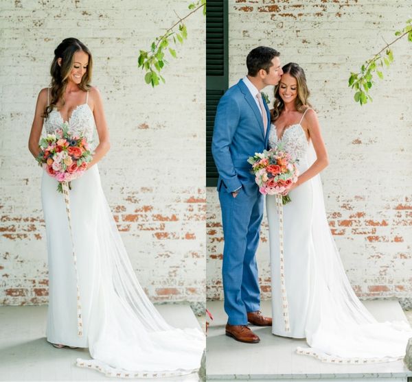 2019 spaghetti open back bohemian wedding dresses elegant lace appliqued mermaid beach country boho bridal gowb, White
2019 spaghetti open back bohemian wedding dresses elegant lace appliqued mermaid beach country boho bridal gowb, White