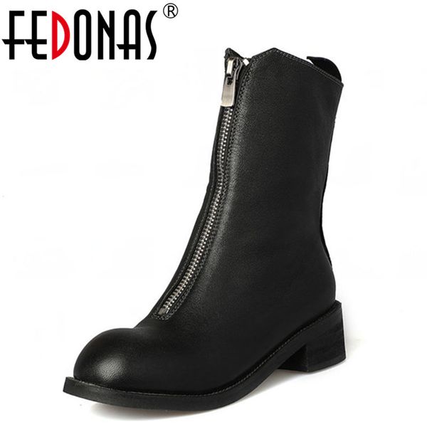 fedonas brand women 100% sheepskin mid-calf shoes woman thick heeled genuine leather motorcycle boots women autumn winter boots, Black
fedonas brand women 100% sheepskin mid-calf shoes woman thick heeled genuine leather motorcycle boots women autumn winter boots, Black
