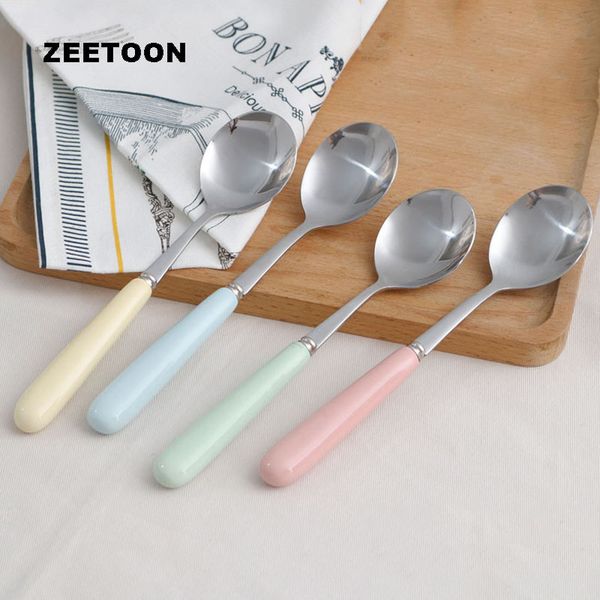 4pcs/lot modern coffee milk spoon stainless steel ceramic multicolor handle spoons soup scoop teaspoon / tableware accessories
4pcs/lot modern coffee milk spoon stainless steel ceramic multicolor handle spoons soup scoop teaspoon / tableware accessories