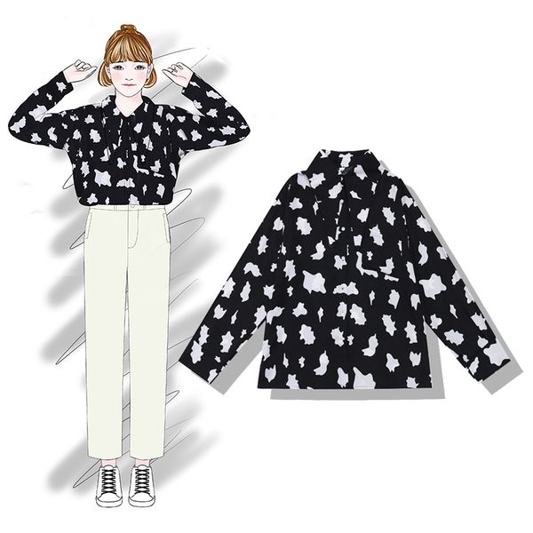 2019 new fashion women's blouse shirt spring fresh and relaxed fashion chiffon shirt, White
2019 new fashion women's blouse shirt spring fresh and relaxed fashion chiffon shirt, White