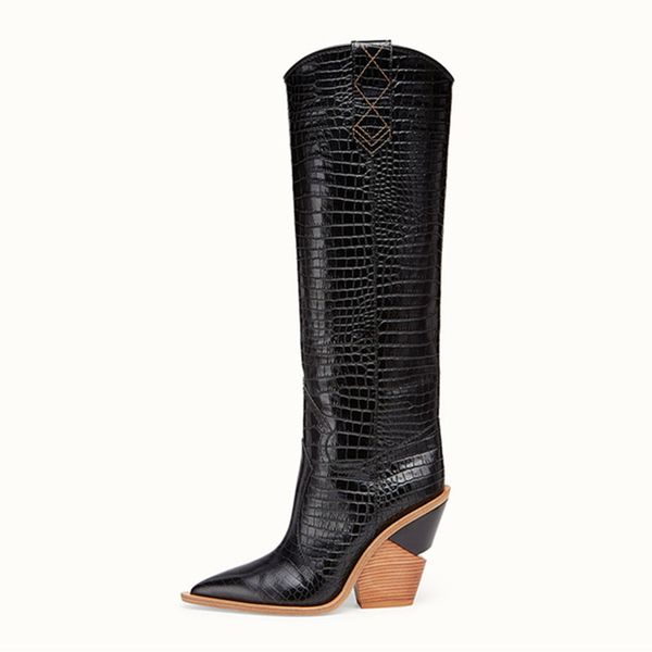 big size 34-46 new women boots square high heels bootis pointed toe knee high boots solid color fashion winter knight boots, Black
big size 34-46 new women boots square high heels bootis pointed toe knee high boots solid color fashion winter knight boots, Black