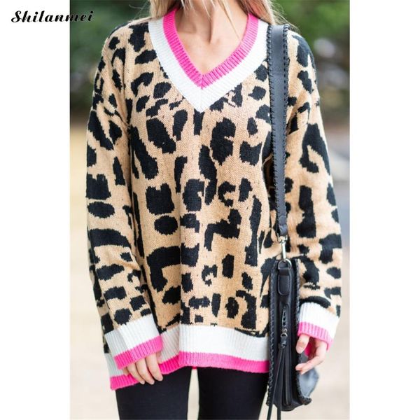 2019 autumn leopard print sweater pullover women long sleeve v-neck pullover knitted streetwear fashion patchwork sweater, White;black
2019 autumn leopard print sweater pullover women long sleeve v-neck pullover knitted streetwear fashion patchwork sweater, White;black