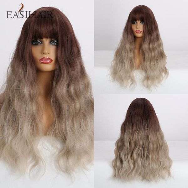 easihair long brown to beige ombre wave synthetic wigs for women cosplay natural wigs with bangs daily party heat resistant wig, Black
easihair long brown to beige ombre wave synthetic wigs for women cosplay natural wigs with bangs daily party heat resistant wig, Black
