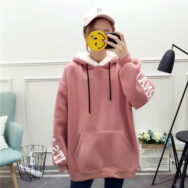 women hoodies korean style casual loose sweatshirts letter print thicken oversized hooded autumn winter pullovers, Black
women hoodies korean style casual loose sweatshirts letter print thicken oversized hooded autumn winter pullovers, Black