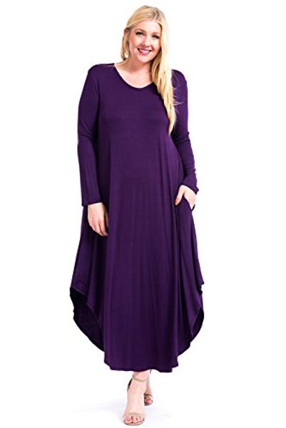 12 ami plus size curved hem v-neck long sleeve maxi dress - made in usa, Black;gray
12 ami plus size curved hem v-neck long sleeve maxi dress - made in usa, Black;gray