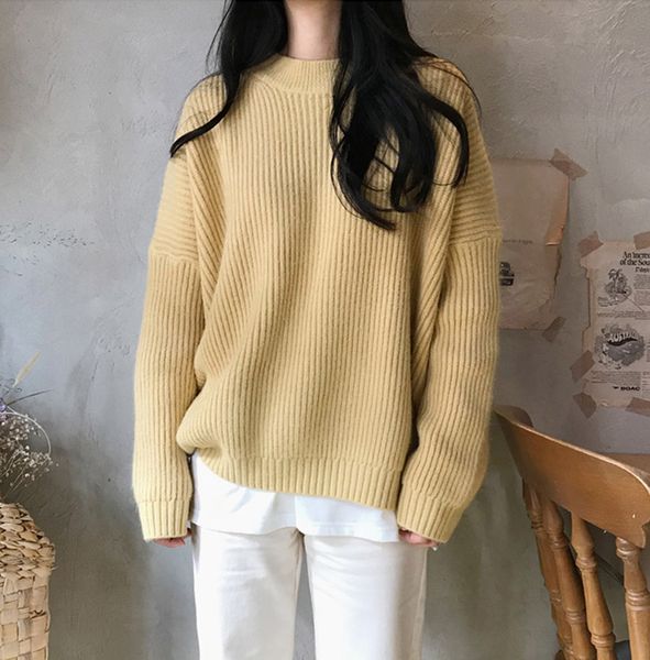 elegant loose long sleeve women sweater knitted female pullover sweater solid o-neck ladies autumn winter jumper 2020, White;black
elegant loose long sleeve women sweater knitted female pullover sweater solid o-neck ladies autumn winter jumper 2020, White;black