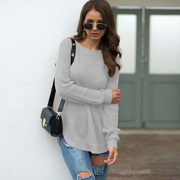 women sweater 2019 autumn winter new model hem high open fork round collar long-sleeved lady sweater fashion europe and america, White;black
women sweater 2019 autumn winter new model hem high open fork round collar long-sleeved lady sweater fashion europe and america, White;black