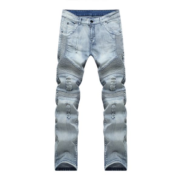men's jeans casual mens biker splice elastic pencil slim fit fashionable urban wind style cool pants, Blue
men's jeans casual mens biker splice elastic pencil slim fit fashionable urban wind style cool pants, Blue