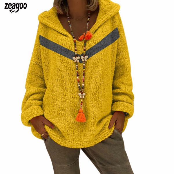 women hooded knit sweater casual long sleeve striped loose gray/red/yellow pullover autumn, winter, White;black
women hooded knit sweater casual long sleeve striped loose gray/red/yellow pullover autumn, winter, White;black