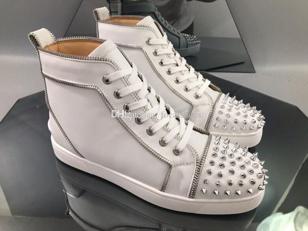 designer casual shoes red bottoms women shoes men shoe white leather sneaker luxury men's flat spikes sneakers silver zipped red bottom, Black
designer casual shoes red bottoms women shoes men shoe white leather sneaker luxury men's flat spikes sneakers silver zipped red bottom, Black