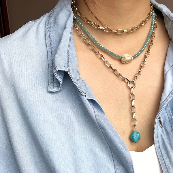 punk style multi-layer metal chain necklace female crystal choker choker pine stone pendant accessories, Silver
punk style multi-layer metal chain necklace female crystal choker choker pine stone pendant accessories, Silver