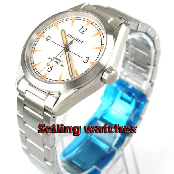 brushed 41mm white dial orange marks stainless steel strap sapphire glass 21 jewels miyota automatic men watch, Slivery;brown
brushed 41mm white dial orange marks stainless steel strap sapphire glass 21 jewels miyota automatic men watch, Slivery;brown