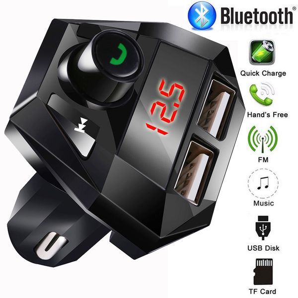 

bluetooth fm transmitter hands car kit car styling mp3 music player tf flash music 5v 2.1a usb charger 12v-24v fm modulator