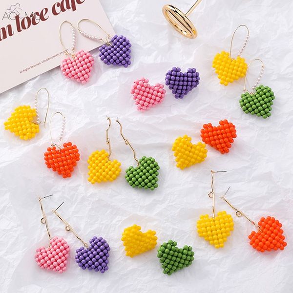 aomu 2019 summer macaron colorful love heart acrylic geometric beads weave dangle earrings for women girl jewelry brincos, Silver
aomu 2019 summer macaron colorful love heart acrylic geometric beads weave dangle earrings for women girl jewelry brincos, Silver