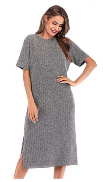 casual dresses fashion short sleeve irregular split womens designer dresses casual females clothing solid color womens, Black;gray
casual dresses fashion short sleeve irregular split womens designer dresses casual females clothing solid color womens, Black;gray