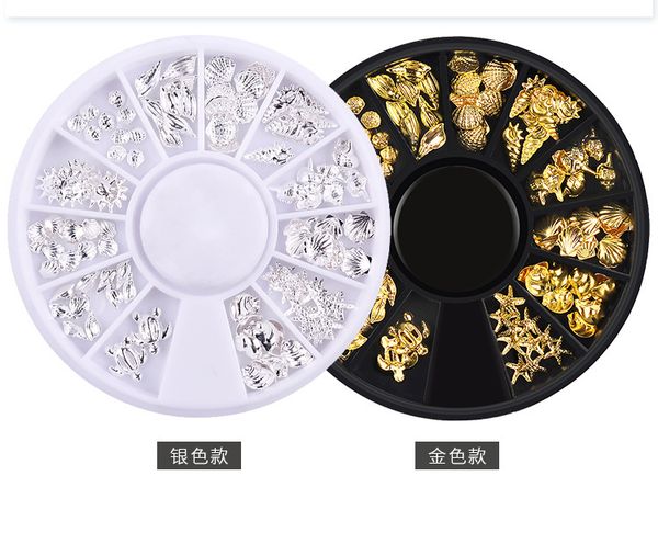 12 boxes / set gold silver stars shells turtles metal rivets 3d glitter nail art decoration beauty diy, Silver;gold
12 boxes / set gold silver stars shells turtles metal rivets 3d glitter nail art decoration beauty diy, Silver;gold
