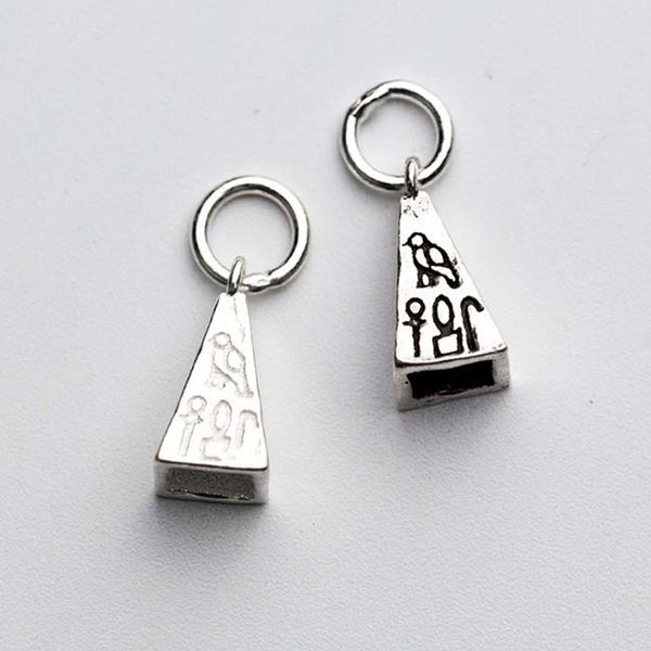

100% 925 sterling silver triangular cone dangle charms 12mm cute women bracelet/earring silver pendants diy s925 jewelry making, Bronze;silver