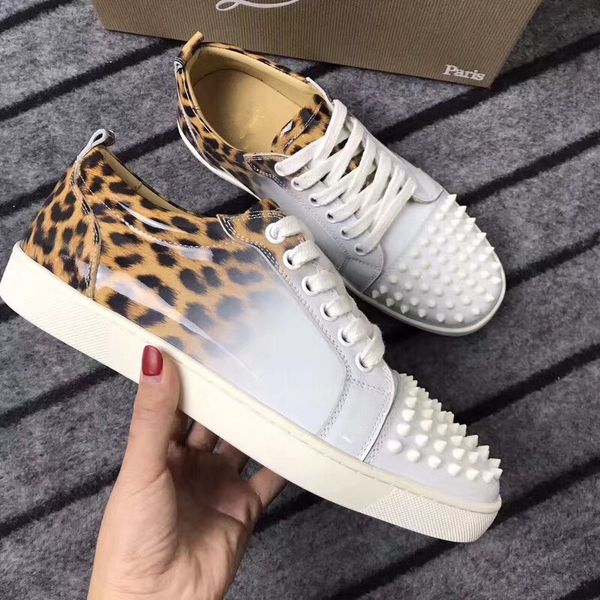 brand design leopard grain paint leather sneaker spiked flat men's red bottom sneakers low white spikes factory wholesale 35-46, Black
brand design leopard grain paint leather sneaker spiked flat men's red bottom sneakers low white spikes factory wholesale 35-46, Black