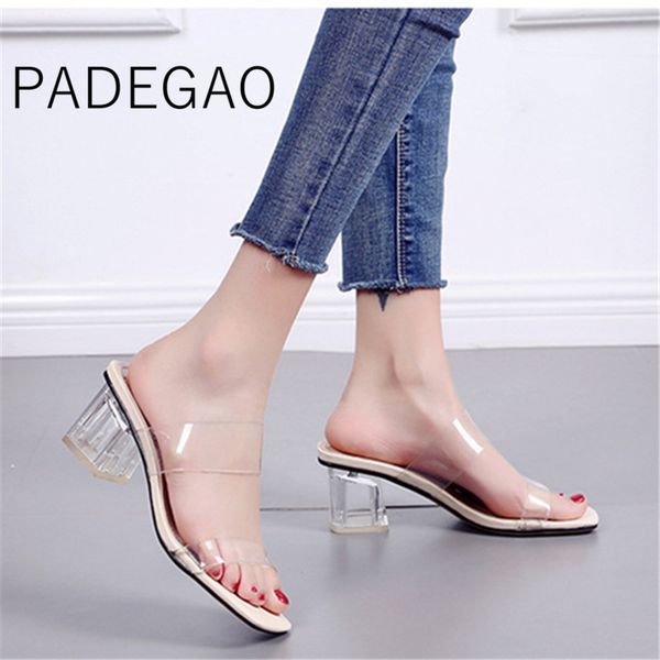 ladies causal square heel slippers open toe transparent elegant korean style slides shoes, Black
ladies causal square heel slippers open toe transparent elegant korean style slides shoes, Black
