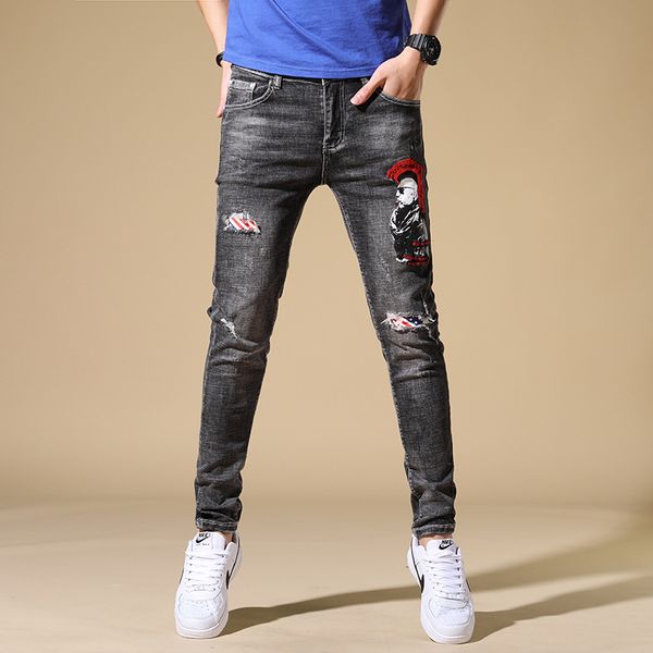 2020 original design new black hole embroidery old man small straight leg stretch men's jeans fashion slim tide pants size 28-36, Blue
2020 original design new black hole embroidery old man small straight leg stretch men's jeans fashion slim tide pants size 28-36, Blue
