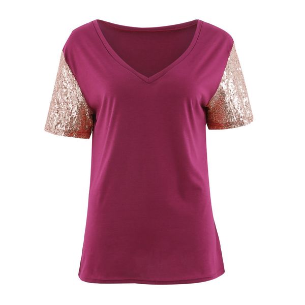 women's clothing autumn summer shirt v-neck features sequins stitching short-sleeved shirt, White
women's clothing autumn summer shirt v-neck features sequins stitching short-sleeved shirt, White