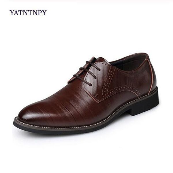 genuine leather men's dress shoes british style fashion lace up shoes formal oxford classic gentleman plus size 37-48, Black