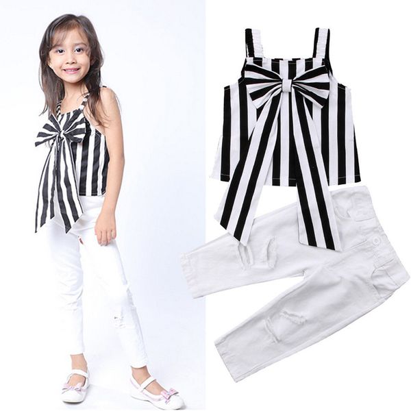 2-7y summer fashion casual toddler baby girls 2pcs sleeveless striped bow vest white hole button pencil pants
2-7y summer fashion casual toddler baby girls 2pcs sleeveless striped bow vest white hole button pencil pants