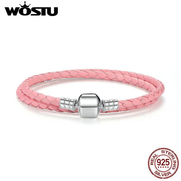 100% 925 sterling silver & two circle genuine leather pink chain charm fit bracelet for women men original jewelry xchs908, Golden;silver
100% 925 sterling silver & two circle genuine leather pink chain charm fit bracelet for women men original jewelry xchs908, Golden;silver