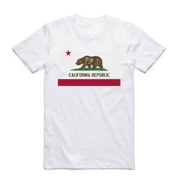 

summer fashion men print california republic vintage t shirt short sleeves o neck california bear t-shirt, White;black