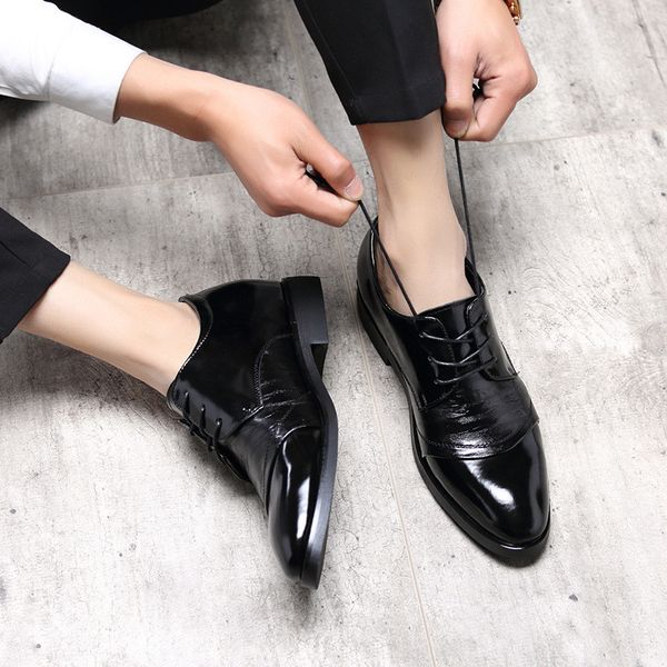leather shoes men formal elevator shoes for men leather dress shoes pointed toe lacing height increasing 6 cm mens wedding shoe, Black
leather shoes men formal elevator shoes for men leather dress shoes pointed toe lacing height increasing 6 cm mens wedding shoe, Black