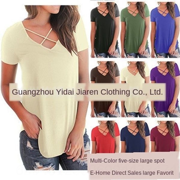 2020 front chest cross v-neck short sleeve loose 2020 women's front chest cross v-neck short sleeve t-shirt loose t-shirt women's, White
2020 front chest cross v-neck short sleeve loose 2020 women's front chest cross v-neck short sleeve t-shirt loose t-shirt women's, White