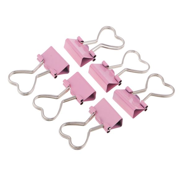 6 pieces heart shape binder clips paper p clips stationery folder clip 
6 pieces heart shape binder clips paper p clips stationery folder clip
