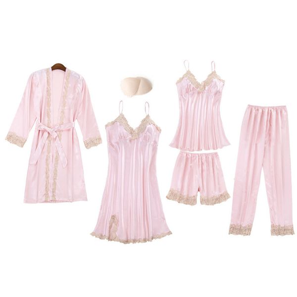 robe gown set women silk satin pajamas set lace sling 5 peices kimono robes woman sleep wear pyjamas bathrobe sleepwear, Black;red
robe gown set women silk satin pajamas set lace sling 5 peices kimono robes woman sleep wear pyjamas bathrobe sleepwear, Black;red
