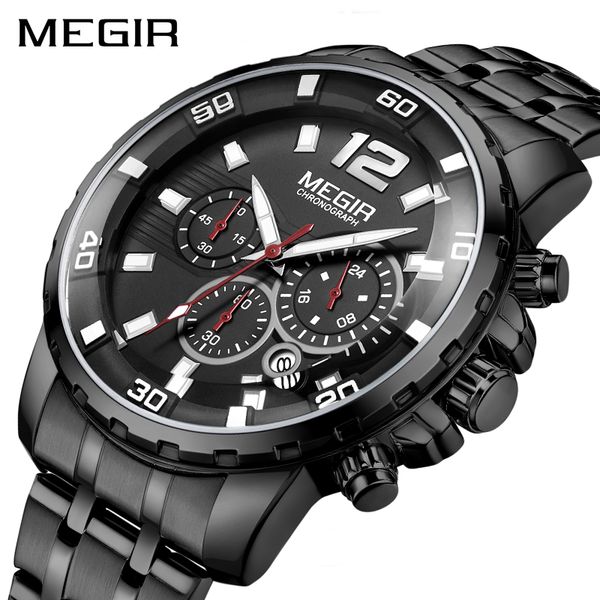 relogio masculino megir new black stainless steel mens quartz watches luminous waterproof quartz man watch, Slivery;brown
relogio masculino megir new black stainless steel mens quartz watches luminous waterproof quartz man watch, Slivery;brown