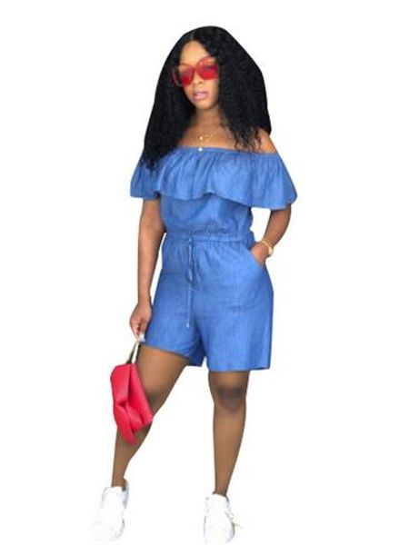 off-shoulder ruffle jumpsuit romper women casual blue denim jumpsuit overalls slim bodycon summer jumpsuit leotard dw500, Black;white
off-shoulder ruffle jumpsuit romper women casual blue denim jumpsuit overalls slim bodycon summer jumpsuit leotard dw500, Black;white